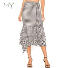 Skirt Tiered Skirt Fashion Skirt Designs Black White Gingham Tiered Ruffle Hem Pencil Midi Skirt