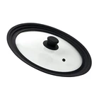 Tempered Glass Pot Glass Pot Lid 16-18-20cm Smart Universal Tempered Silicone Rim Glass Pot Lid