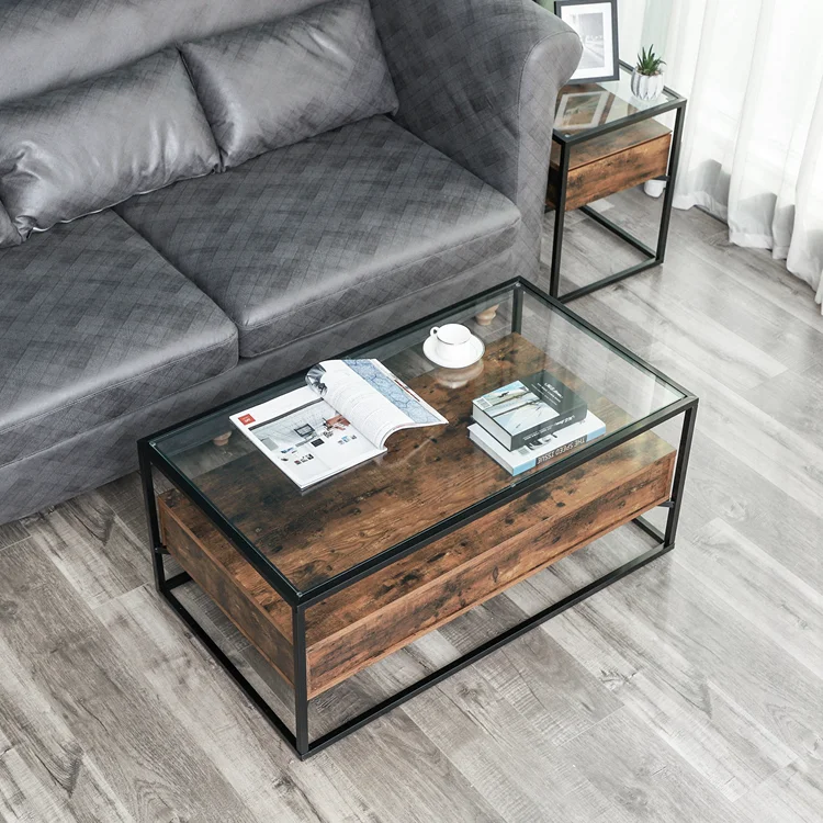 particle board table with glass top