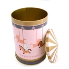 Biscuit Delicate New Customized Round Rotating Biscuit Candy Food Metal Musical Tin Gift Music Carousel Tin Box