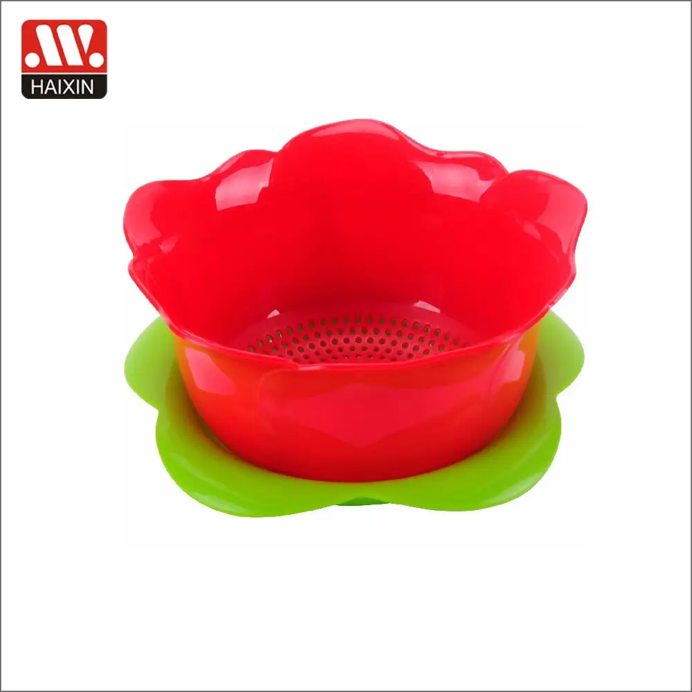 Haixing Factory Price 4pcs Rose Colander Set with Base Plastic Flower Shape Colander with Strainer