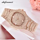 Watch Factory In Stock All Diamonds Alloy Steel Gold Watch Women Luxury Jewelry Dress Wristwatch
