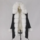 With Fur Hooded Parka Coat Fox Fur Hooded Parka Fur Collar Coat With Removable Fur Lining