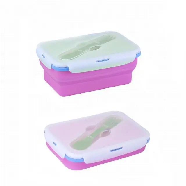 Wholesale Food Grade Silicone Bento Lunch Box OEM & ODM Folding Bento Lunch Box Customized Silicone Lunch Box