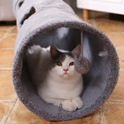 Play Pet Big Long Cats Tunnel Toys With Play Ball Pure Color Foldable Pet Cat Tunnel Steel Frame