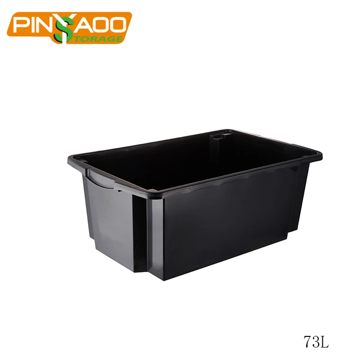 73L Plastic Storage Box For Makeup Black Multifunction High Capacity Plastic Tool Box