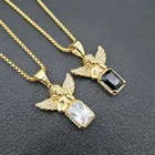 Steel Zircon Zircon Zircon Pendant Necklace Hotsale Stainless Steel Pendant Zircon Diamond Angel Wings Necklace