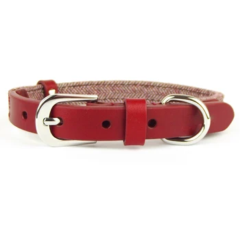 Superior quality buffed leather thick custom logo dog collar stylish zinc alloy hardware hand stitched elegant dog collar fancy