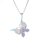 Women Necklace Fashion Simple Colorful Butterfly Shape Pendant Necklace CZ Necklace For Women Jewelry