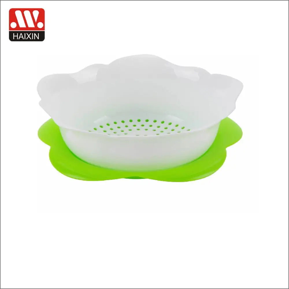 Haixing Factory Price 4pcs Rose Colander Set with Base Plastic Flower Shape Colander with Strainer