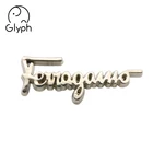 Metal Label Garment Hardware Custom Fashion Metal Brand Logo Embossed Letter Tag Label Sticker For Clothing