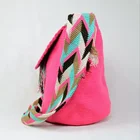 Handbag Crochet Shoulder Bag Cotton Crochet Women Handmade Pink Shoulder Bags Knit Crossbody Wayuu Mochila Bag