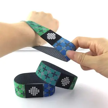 Custom heat transfer elastic fabric nfc wristband stretch RFID bracelet for event