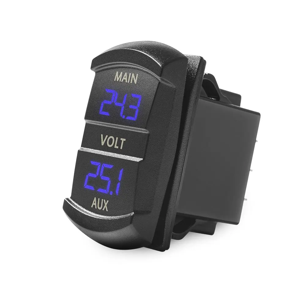 12V 24V Car Boat Motorcycle LED AUX Main Digital Display Voltmeter Voltage Gauge 