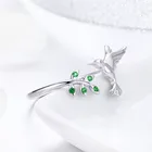 Ring 925 Sterling Qings Hummingbird Ring 925 Sterling Silver Open Ring With Blue Zircon