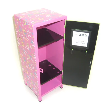 Pink Glitter Kids Mini Metal Locker Kids Metal Treasure Box 10.75" tall 