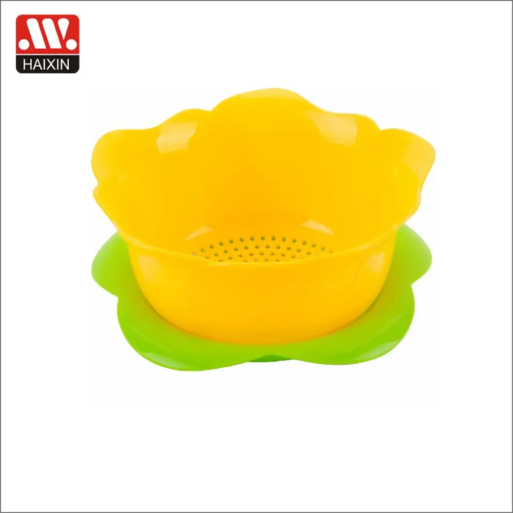 Haixing Factory Price 4pcs Rose Colander Set with Base Plastic Flower Shape Colander with Strainer