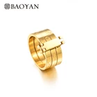 Gold Ring 3 Baoyan 14K Gold Stainless Steel Ring Jewelry 3 Multilayer Ring Engrave Logo Jewelry
