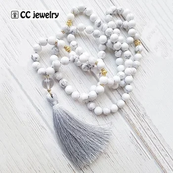 8mm AA round white howlite beads necklace 108 mala natural stone gemstone necklace jewelry