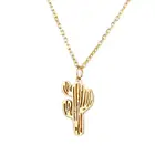 Titanium Simple Personality Titanium Steel Plant Pendant Stainless Steel Hollow Cactus Necklace Custom Gold Necklace