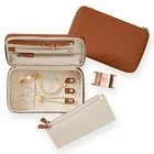 Jewelry Custom Design Cow Leather Vegan Leather Travel Jewelry Organizer Box Blush Jewelry Case