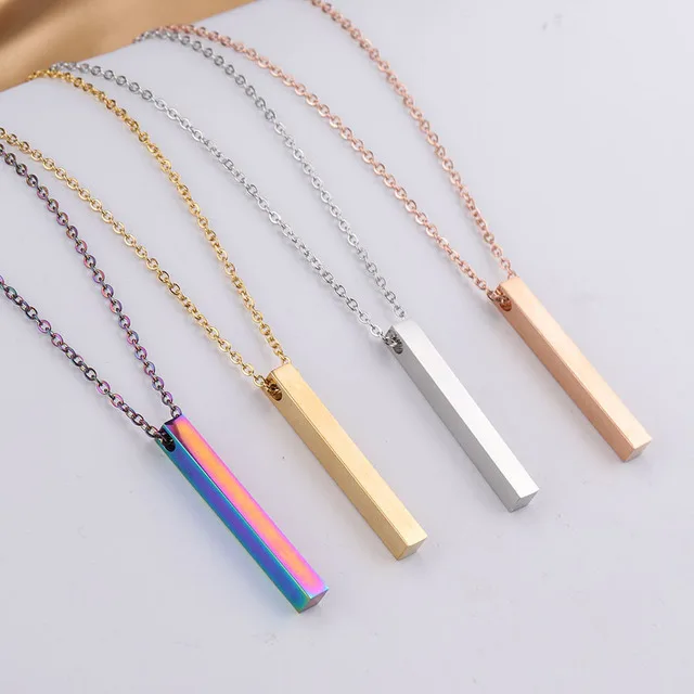Vertical Bar Pendant Chain Necklace 