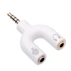 Mp4 3.5mm Splitter Stereo Plug U-shape Stereo Audio Mic Headphone Earphone For Smartphone MP3 MP4 Player