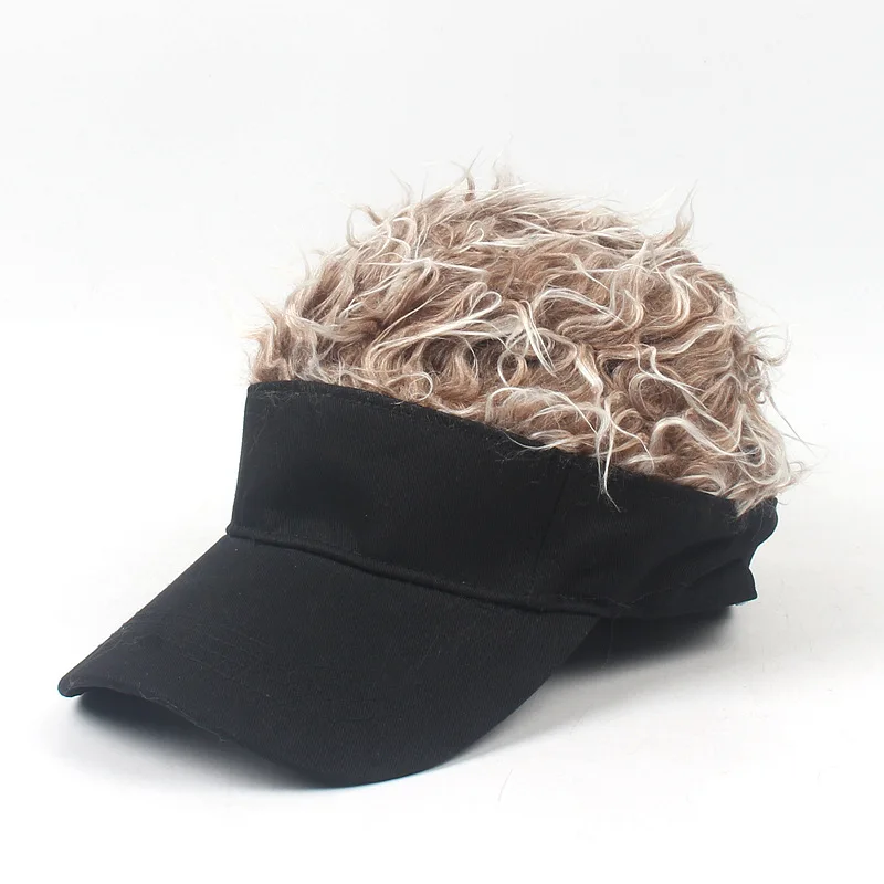 sun visor hat with hair