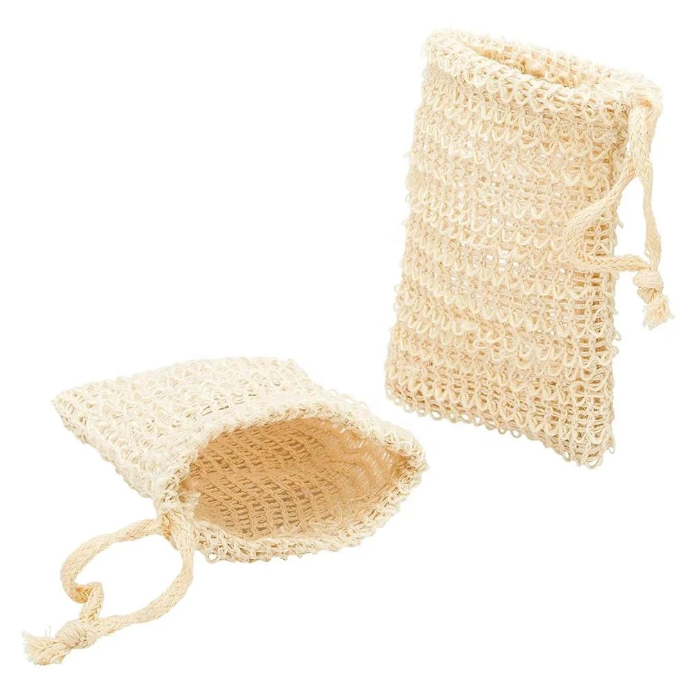 Pack Sisal Soap Bag For Scraps And Save Soaps Saver With Drawstring