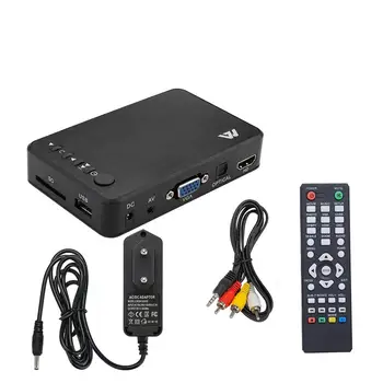 Mini Full 1080P HD Multi Media Player TV BOX 3 Outputs /VGA/AV USB & SD Card HDD Player Media Player Center + Remote Control