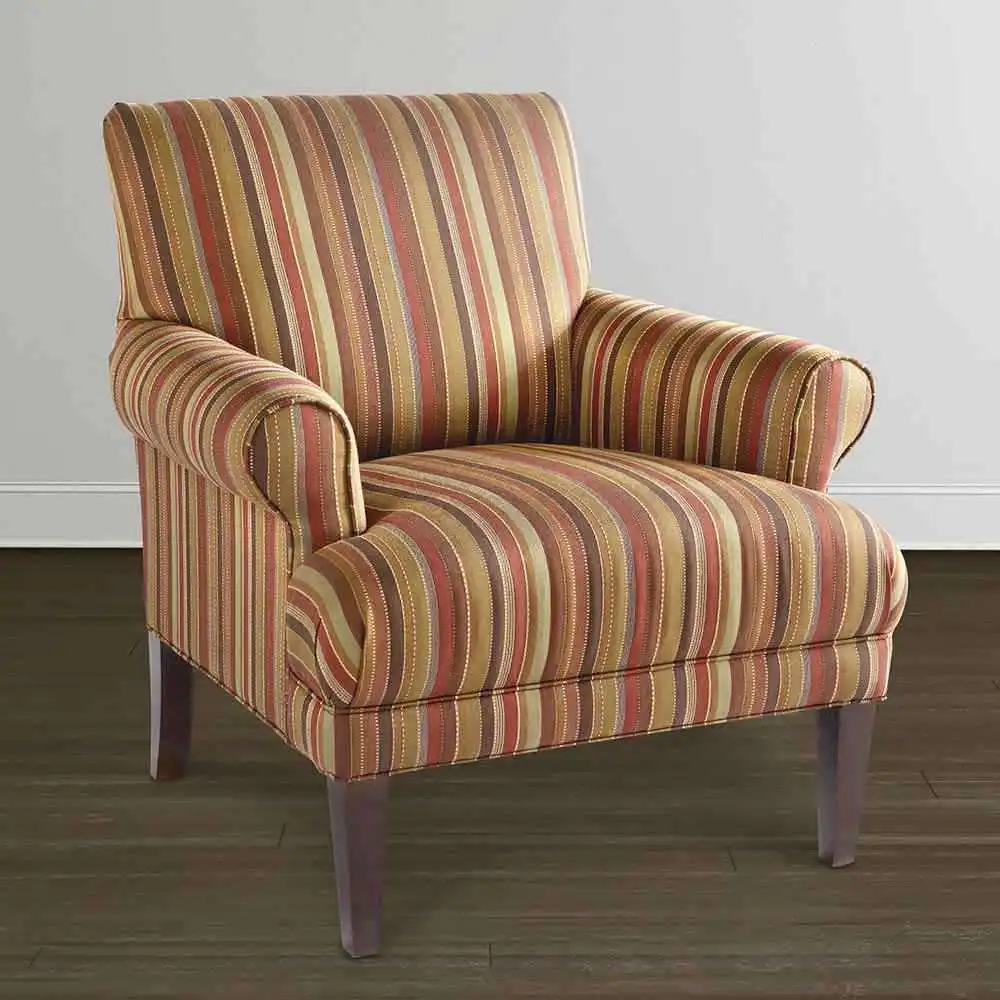 striped fabric armchair