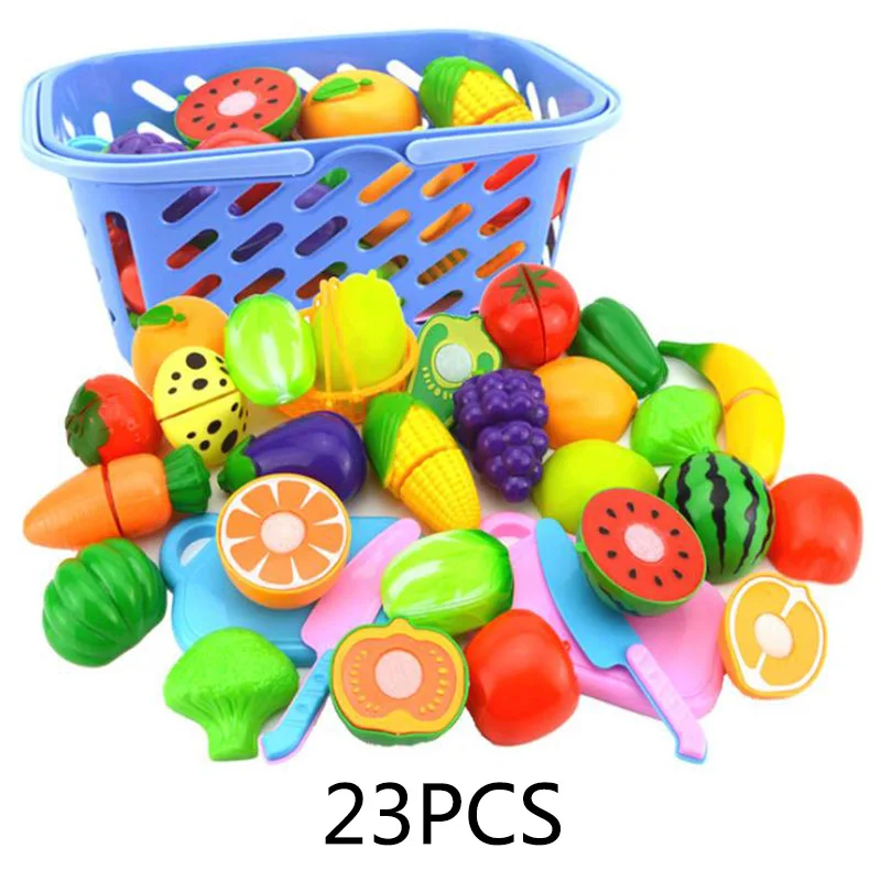 colore casuale Set Frutta di plastica Verdure giocattolo di taglio Giocattolo prima educazione per il bambino iTECHOR 23pcs 