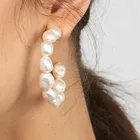 Hoop Zooying Natural Freshwater Pearl Earrings Hoop C Shape Fashion Pearl Earring Stud For Women