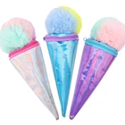 Pencil Case Leather Cases Leather Licheng BXN572 Soft Pencil Case Cool Ice Cream Shaped PU Leather Pencil Cases