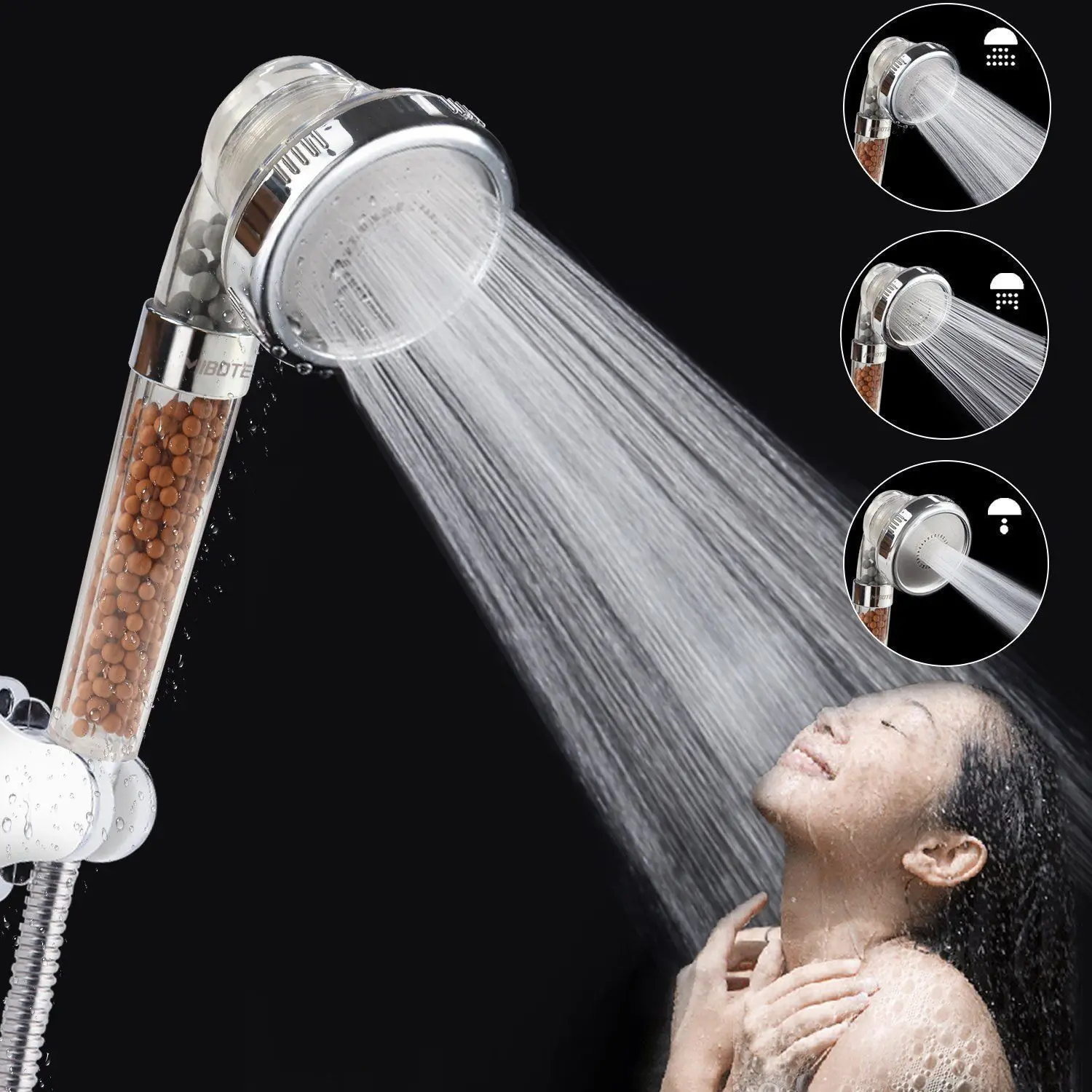 HOAEY Shower Head Ionic Filter Handheld with 3-Way Shower Modes and 200% High Pressure by HOAEY 
