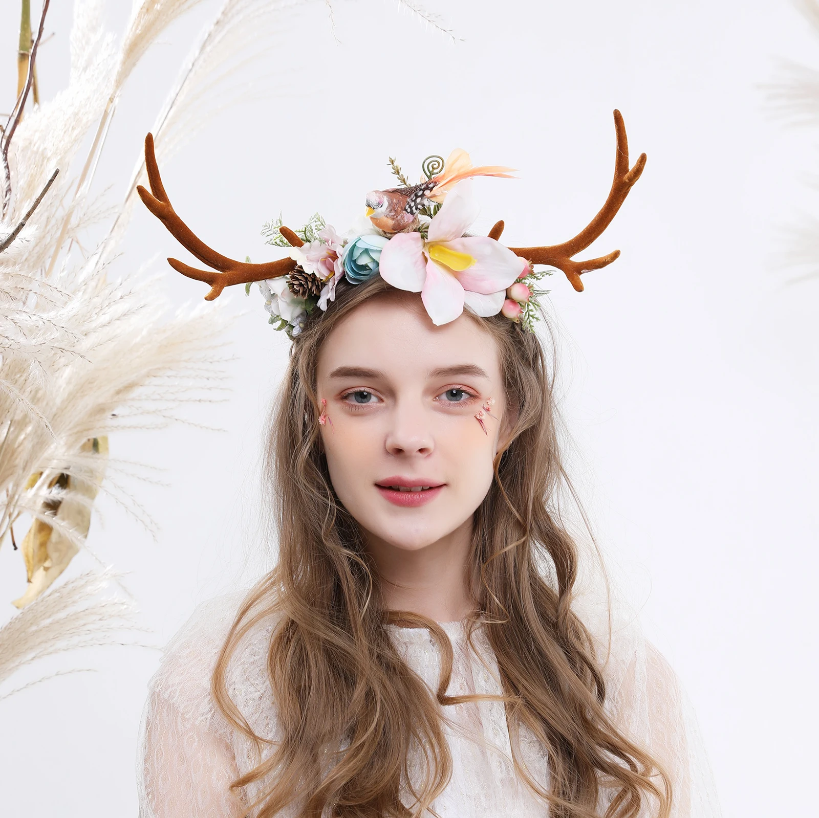 Antler Creative Antler Hair Christmas Hairband Flower Headdress Cosplay Head Prop 