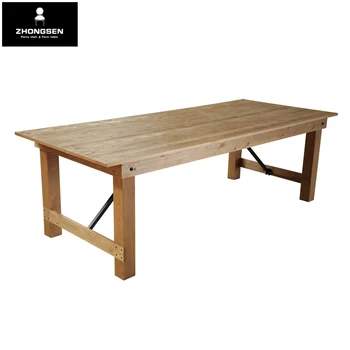 Pine Wood Dining Folding Table for Event Banquet with Leg Oak Wood