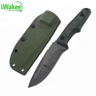 Sheath Hunting Camping Dive Knife Stone Wash Straight G10 Army Green Stainless Steel With US Kydex Sheath