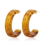 Earrings Korean Version Of Resin Earrings Fashion Personality Half Circle C Letter Simple Earrings