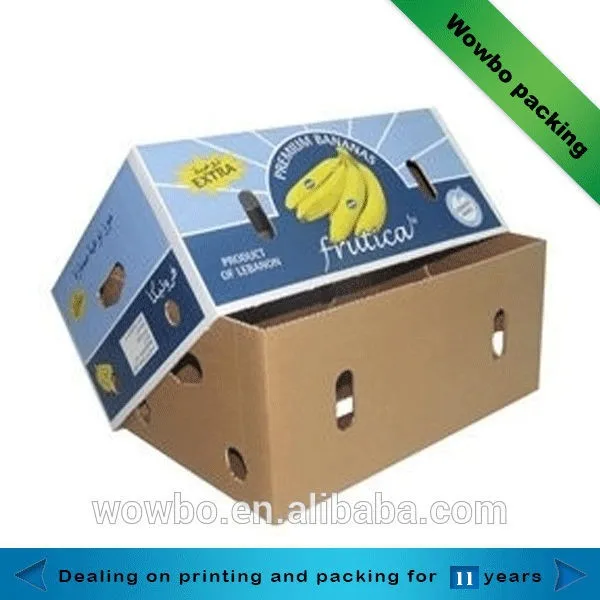 large lid and base corrugated banana fruit shipping carton