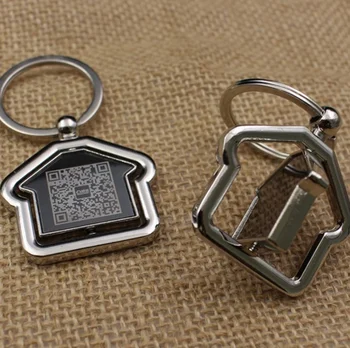 Wholesale blank metal 360 rotatable house keychain double faces custom logo as Real Estate Company gifts