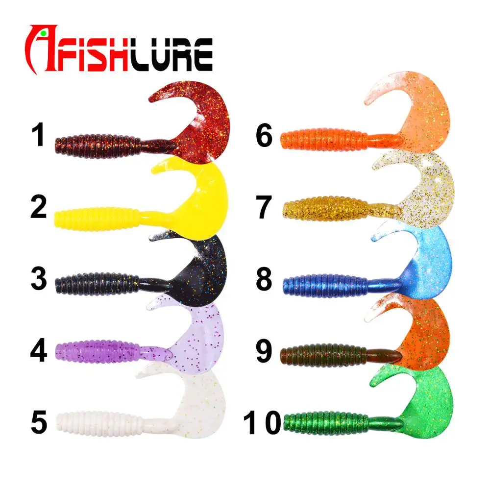 10Pcs Soft Plastic Fishing Lures Grubs Worms Baits 6cm HOT Bream Trout H7F5 