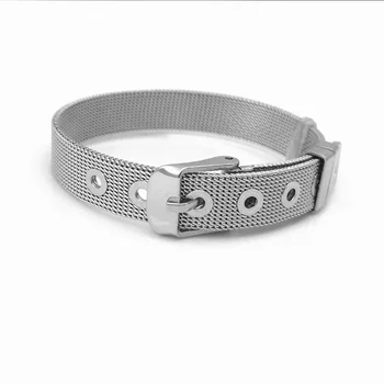 8mm Stainless Steel Mesh Adjustable Wristband for Charms Letters 10mm silver gold wristband bracelets