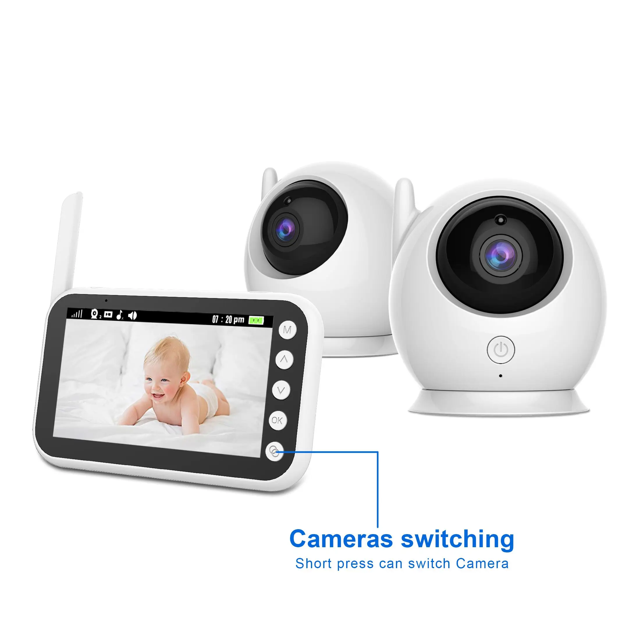 PTZ Smart Camera Baby Monitor With 1080P HD Long Range Remote Musical Night Vision 5inch Monitoring Baby Camera