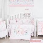 Rabbit Garden Print Theme Crib Bedding Set 100% Cotton Crib Bedding Set For Girls
