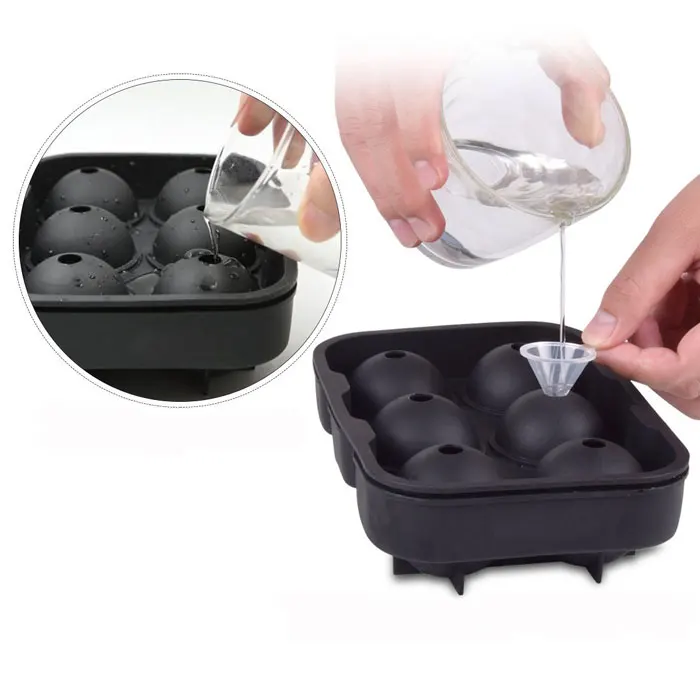 BPA Free Silicone Ice Ball Maker Mold Set 6-sphere Silicone Ice Ball and 6-square Silicone Ice Tray