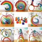 Kids Toy Kids Educational Toy Custom Colorful Kids Ontessori Educational Wooden Ainbow Building Blocks Toy