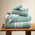 Jacquard Dyed Towel Ultra Soft 580GSM 100% Combed Cotton Personalised 5pcs Stripe Jacquard Yarn Dyed Towel Set