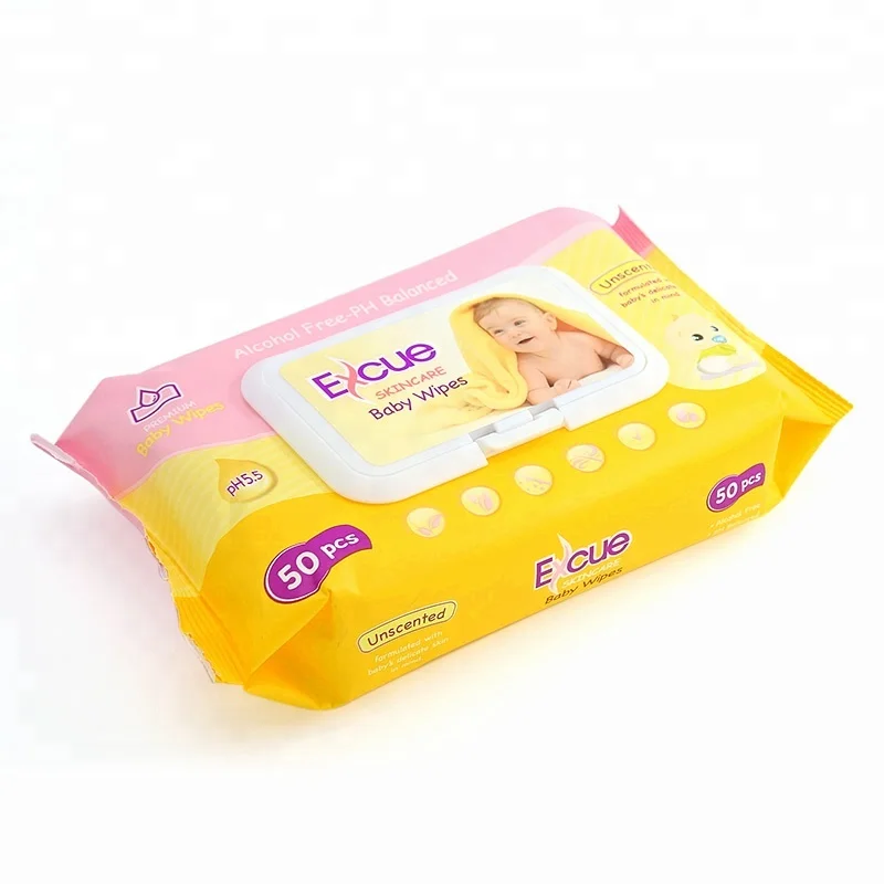 Alcohol free skincare 50pcs baby wet wipes OEM wholesale  with competitive disinfection disposable towel wipe for baby