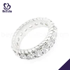 Silver Eternity Band Rings Silverrings Silver Band Ring Fine Quality Simple Silver Shiny Stones Jewelry Eternity Band Rings